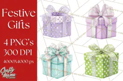 Christmas Gifts Clipart PNG, Realistic Holiday Presents Product Image 1