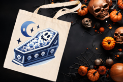 Cute blue Halloween coffin clipart t shirt designs png Product Image 1