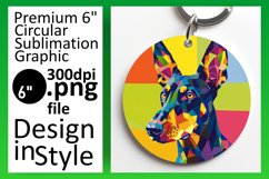 Stylish Colorful Dog Round Design Keychain Sublimation Product Image 1