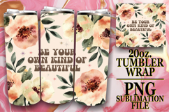 Happy Vibes 20oz tumbler wrap, Flower Quote Product Image 1