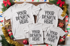 Christmas Family Matching Group T-Shirt Mockups | Holiday Fl Product Image 1