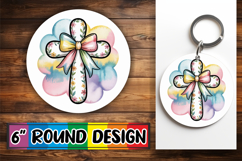 Bright Ornaments Round Sublimation PNG, Cross and Bow Product Image 1