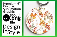 Harvest Season Fall Leaves Round Design Pattern Keychain Product Image 1