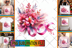 Cheerful Tote Bag Designs PNG, Flowers Product Image 1