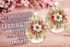 Elegant Teardrop Earrings Template PNG , Autumn Flower Product Image 1