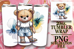 Cozy Sunsets 20oz tumbler wrap, Teddy Bear Product Image 1