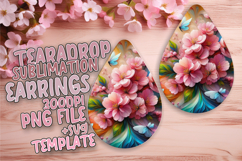 Sleek Teardrop Earrings Artwork Template , Flowers Product Image 1