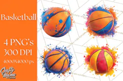Basketball Clipart PNG with Team Color Paint Splash Design Product Image 1