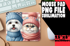 Whimsical Mouse Pad Design PNG, Dog and cat Product Image 1
