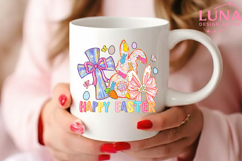 Happy Easter PNG, Glitter Easter Bunny Coquette PNG Product Image 2