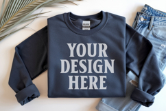 Dark Heather Gildan 18000 Folded Flat Lay Mockups Product Image 1