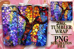 20oz Stained Glass Tree Tumbler Wrap Sublimation Design Product Image 1
