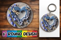 Luminous Round Ornaments Sublimation PNG, 3D Heart Product Image 1