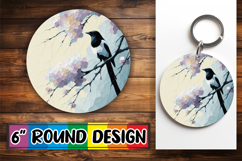 Joyful Circle Keychain Sublimation PNG, Birds Product Image 1