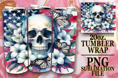 Vibrant Nights 20oz tumbler wrap, Skull USA Product Image 1