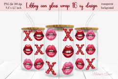 Lips Valentine pattern Libbey Can Glass Wrap 16oz design png Product Image 2