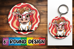 Cheerful Circle Coasters Design, Cute Cow Product Image 1