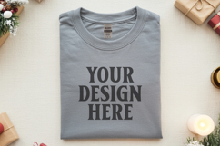 Gildan 5000 Sport Grey Folded Christmas Mockup, G5000 mockup Product Image 1