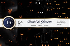 Spooky Black Cat Silhouettes Seamless Tileable Digital Paper Product Image 1