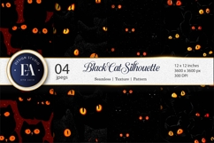 Seamless Spooky Black Cat Silhouettes Digital Paper Product Image 1