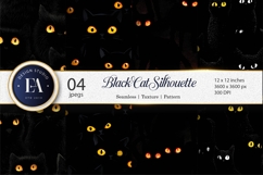 Tileable Spooky Black Cat Silhouettes Seamless Digital Paper Product Image 1