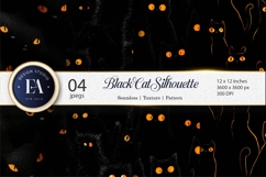 Spooky Seamless Black Cat Silhouettes Tileable Digital Paper Product Image 1