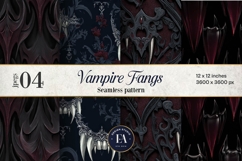 Vampire Fangs Pattern, Dark Gothic Teeth Digital Paper Product Image 1