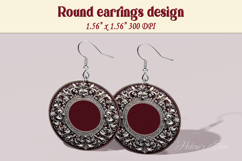 Vintage pattern earrings | Silver Round Earring sublimation Product Image 1