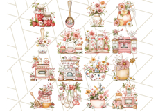 Cottagecore Kitchen Clipart, Vintage Floral Kitchen PNG Product Image 7