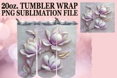 White Bloom Harmony: 3D Tumbler Sublimation Product Image 1