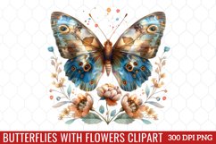Butterflies With Flowers Clipart Product Image 1