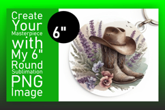 Whimsical Circle PNG Keychain Template , Western Product Image 1