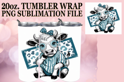 Uplifting Sublimation 20oz tumbler wrap, Cute Cow Product Image 1