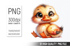 Cute Duck, Animal Sublimation Clipart PNG Product Image 1