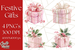 Christmas Gifts Clipart PNG, Realistic Holiday Presents Product Image 1