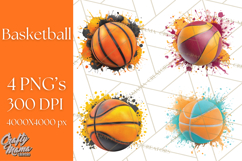 Basketball Clipart PNG with Team Color Paint Splash Design Product Image 1