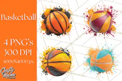 Basketball Clipart PNG with Team Color Paint Splash Design Product Image 1