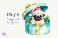 Vintage Christmas Pug on a Gift Box Clipart Retro Christmas Product Image 3
