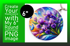 Creative Circle PNG Keychain Design , Flowers Product Image 1