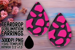Neon Wave Teardrop Earring Sublimation Design Product Image 1