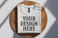 White Bella Canvas 3001 Flat Lay T-Shirt Mockup Product Image 1