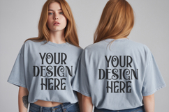 Ice Blue Comfort Colors 1717 Front &amp; back T shirt Mockup Product Image 1