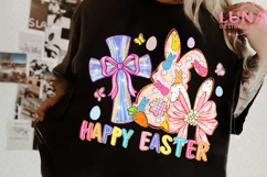 Happy Easter PNG, Glitter Easter Bunny Coquette PNG Product Image 3