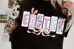 Happy Easter PNG, Glitter Easter Bunny Coquette PNG Product Image 3