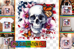 LUMINOUS Sublimation TSHIRT PNG, Skull USA Product Image 1