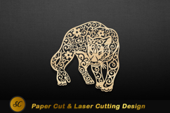 Ornate wood carved feline floral Laser cut Product Image 1