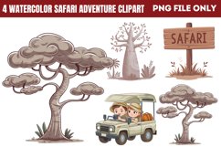 Watercolor Safari Adventure Clipart PNG Product Image 1