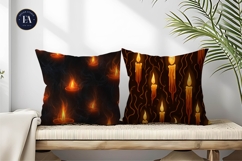 Seamless Eerie Candle Flames Spooky Glow Digital Paper Product Image 2