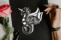 Papercut Sea Horse Unicorn Pony Templates, Paper Craft Art Product Image 3
