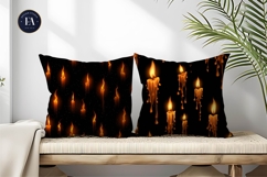 Eerie Spooky Candle Flames Glow Seamless Tileable Paper Product Image 2